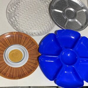 Blue and Silver Serving Tray Set